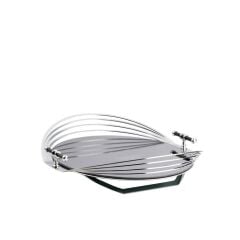 GÜMÜŞ SİYAH AYNALI YUVARLAK TEPSİ 38CM
