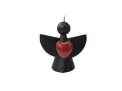 MELEK SİYAH KIRMIZI KALPLİ MUM 15X14CM