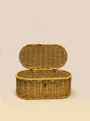 OVAL KAPAKLI SENTETİK HASIR SEPET/ORGANİZER