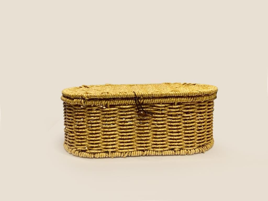 OVAL KAPAKLI SENTETİK HASIR SEPET/ORGANİZER