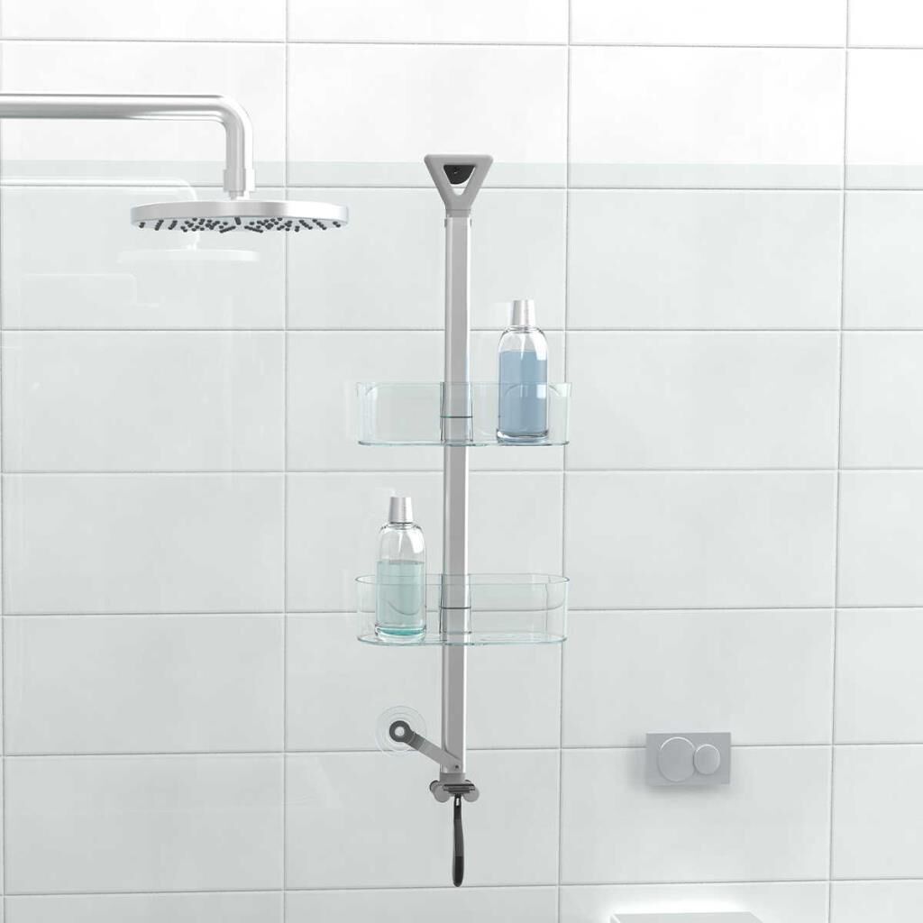 YÜKSEKLİK AYARLI OVAL BANYO RAFI ŞEFFAF