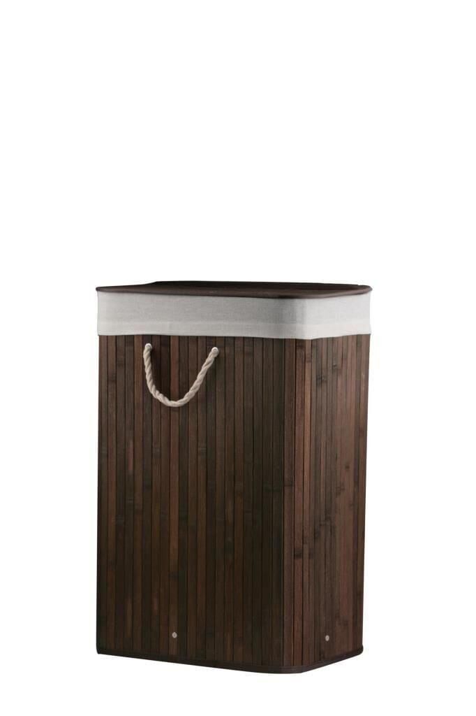 BAMBU DİKDÖRTGEN KOYU KAHVE KATLANIR ÇAMAŞIR SEPETİ 60CM