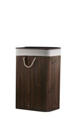 BAMBU DİKDÖRTGEN KOYU KAHVE KATLANIR ÇAMAŞIR SEPETİ 60CM