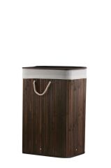BAMBU DİKDÖRTGEN KOYU KAHVE KATLANIR ÇAMAŞIR SEPETİ 60CM