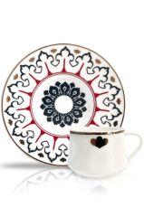 KIRMIZI LACİVERT 2'Lİ TÜRK KAHVESİ FİNCANI
