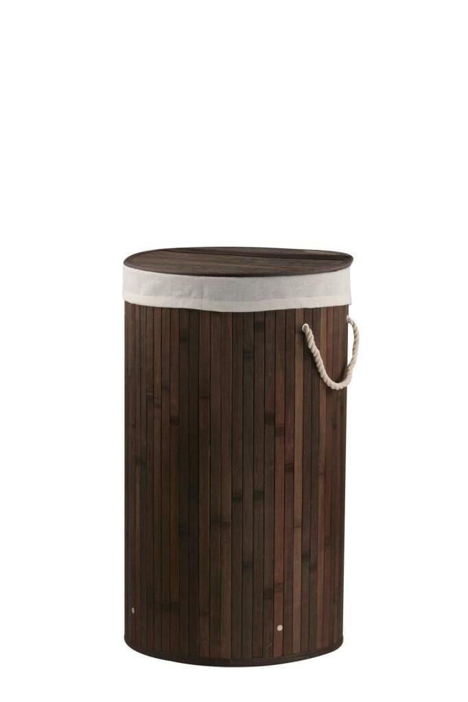 BAMBU YUVARLAK KOYU KAHVE KATLANIR ÇAMAŞIR SEPETİ 60CM
