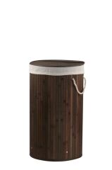 BAMBU YUVARLAK KOYU KAHVE KATLANIR ÇAMAŞIR SEPETİ 60CM
