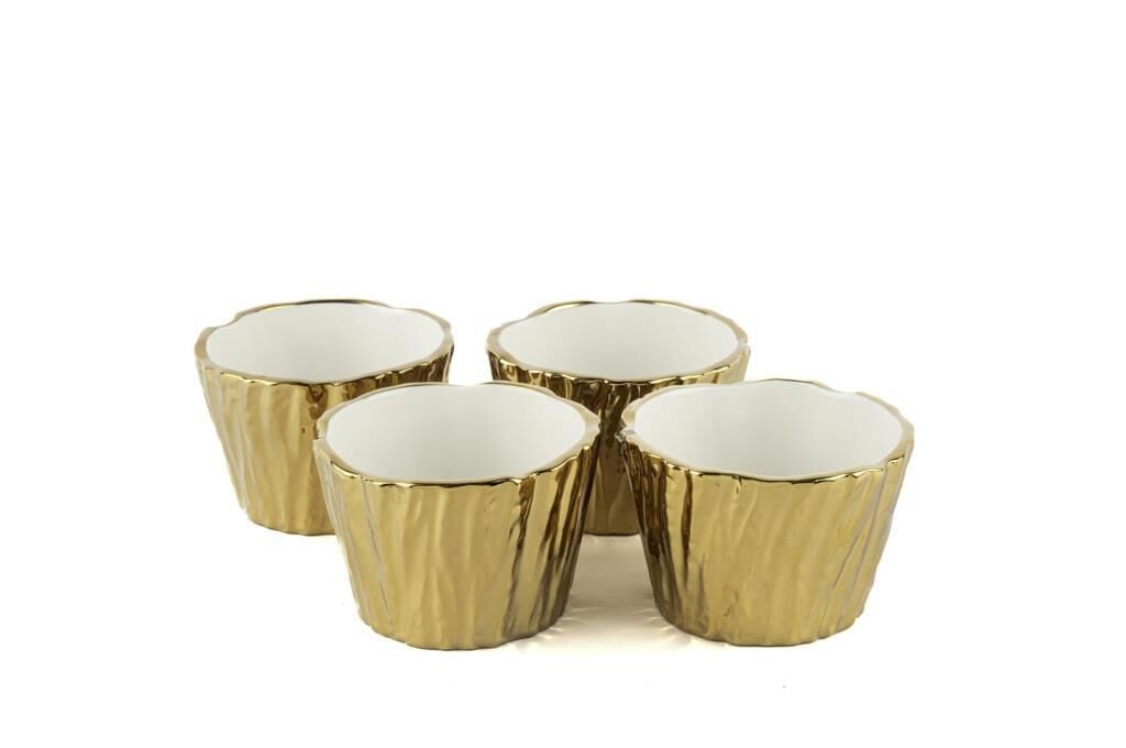 BEYAZ GOLD 4'LÜ KASE SETİ 10X7CM