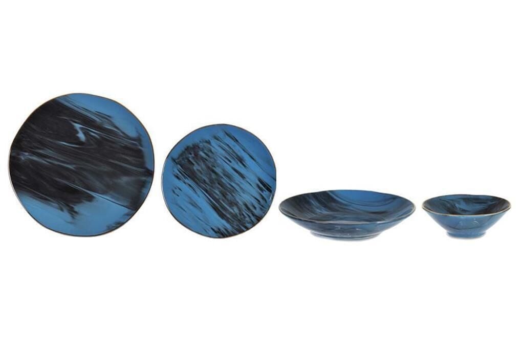 MAVİ MERMER DESEN 24 PARÇA YEMEK TAKIMI