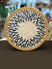 ANTRASİT SEDEFLİ RATTAN SUPLA/DEKORATİF TEPSİ 32CM