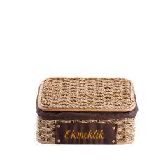 BEJ BURİ HASIR EKMEK SEPETİ 25X36X20CM