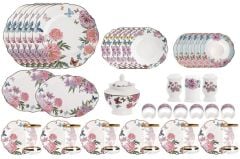 PEMBE ÇİÇEK DESEN 6 KİŞİLİK 44 PARÇA KAHVALTI TAKIMI