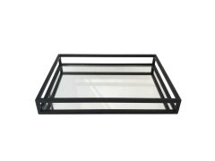 SİYAH AYNALI METAL TEPSİ 40cm