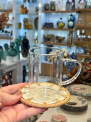 KREM SEDEFLİ TEKLİ BARDAK ALTLIĞI 10CM DESEN1