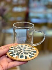 MAVİ SEDEFLİ TEKLİ BARDAK ALTLIĞI 10CM