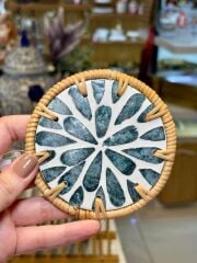 MAVİ SEDEFLİ TEKLİ BARDAK ALTLIĞI 10CM