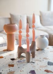 BURGU 3'LÜ ŞAMDAN MUM BLUSH 25CM