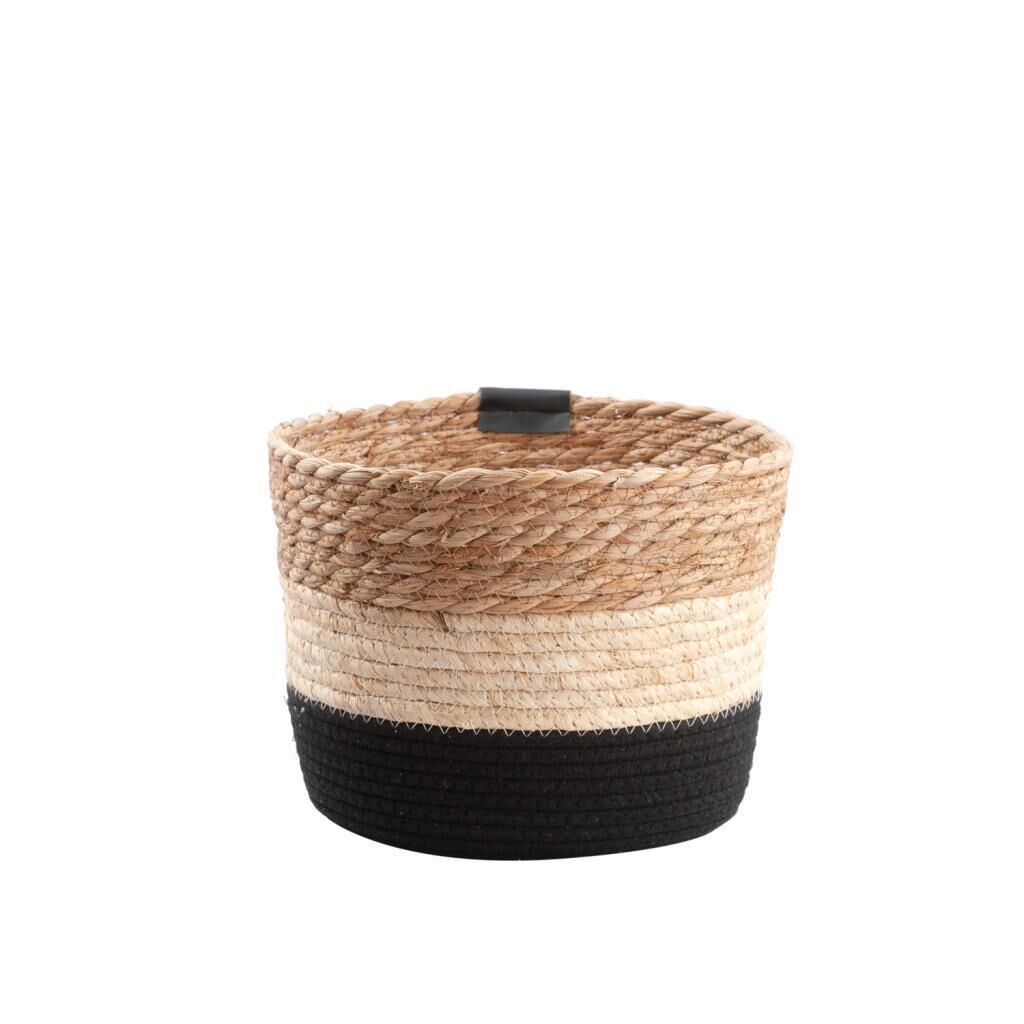 HASIR SİYAH KREM SEPET/SAKSI 25X25X20CM