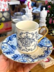 LACİVERT SARMAŞIK DESENLİ TEK KİŞİLİK TÜRK KAHVESİ FİNCANI