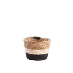 HASIR SİYAH KREM SEPET/SAKSI 18X18X15CM
