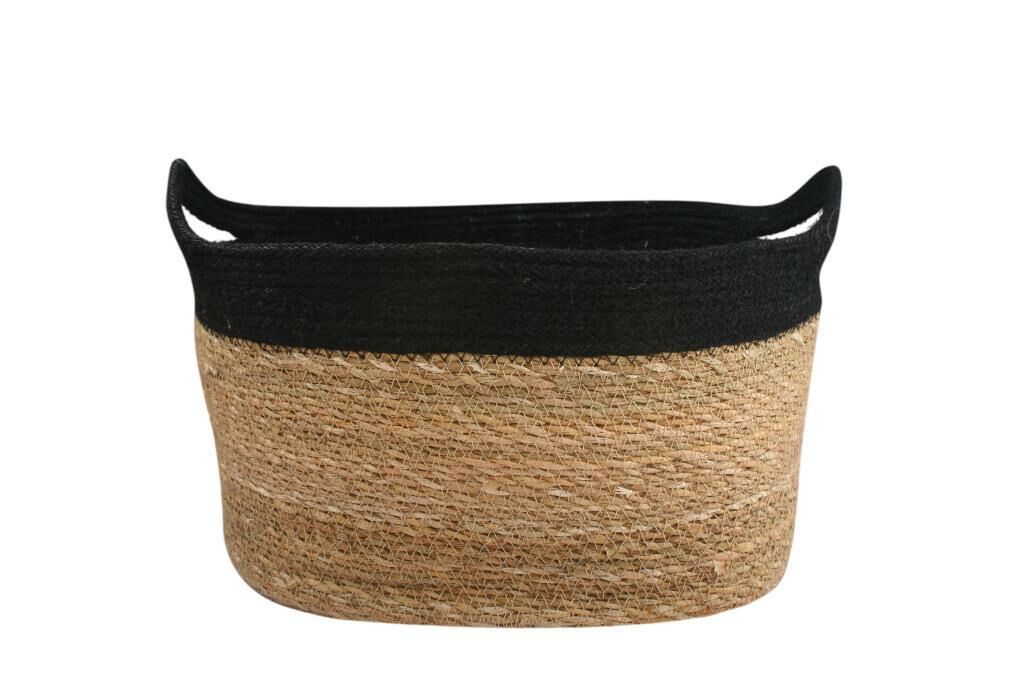 HASIR SİYAH OVAL SEPET 40X20CM