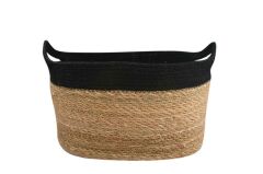 HASIR SİYAH OVAL SEPET 40X20CM