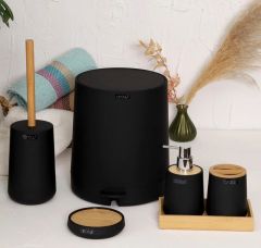 SİYAH BAMBU 6 PARÇA BANYO SETİ