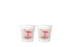 BEYAZ PEMBE FLAMİNGO 2'Lİ BARDAK MUM 6X6CM
