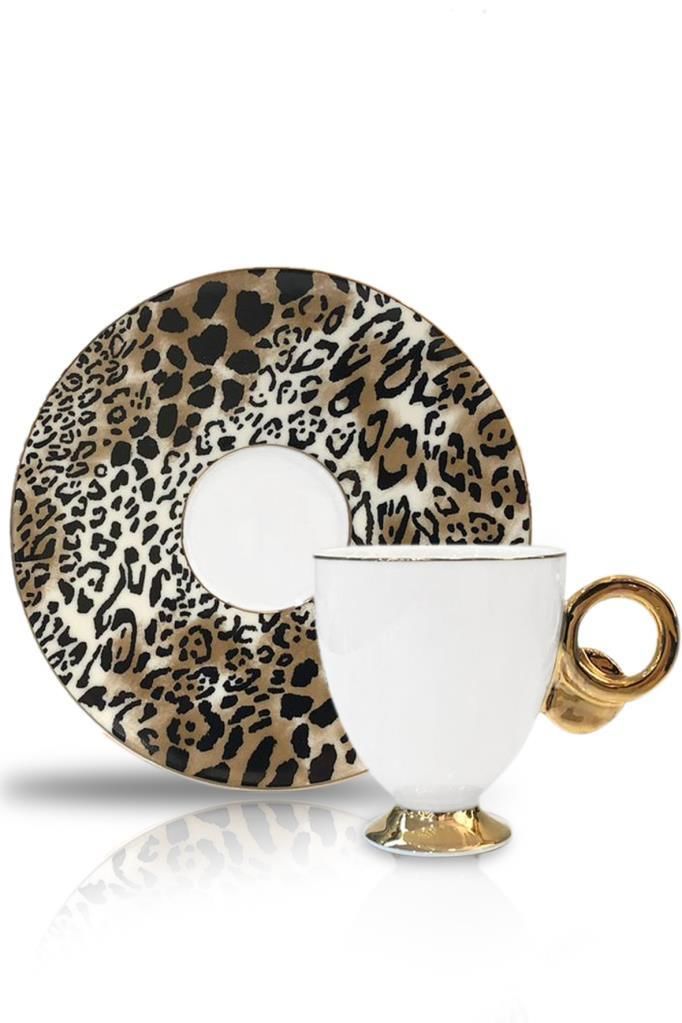 LEOPAR BEYAZ 6'LI TÜRK KAHVESİ FİNCANI DESEN2