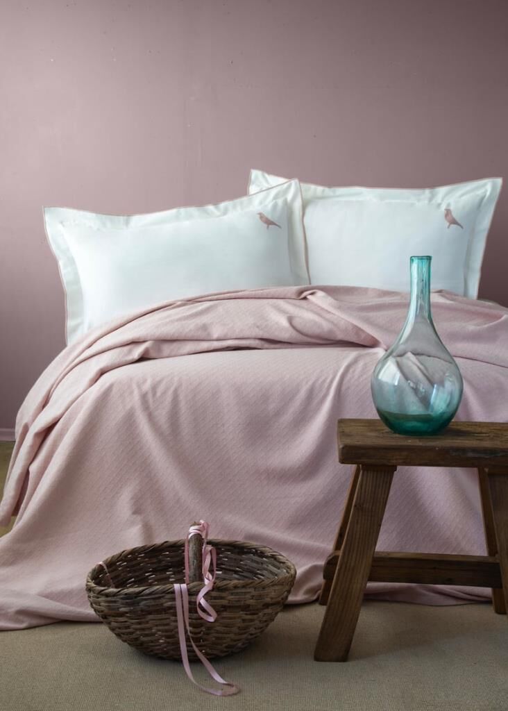 PURE BLUSH NAKIŞLI LUKS ÇİFT KİŞİLİK PİKE SETİ