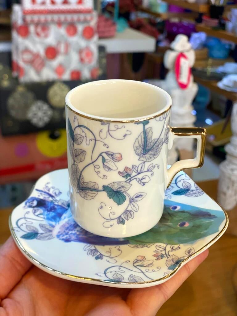 TAVUS KUŞU TEK KİŞİLİK TÜRK KAHVESİ FİNCANI