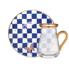 EMMA KOBALT TEK KİŞİLİK KULPLU ÇAY SETİ