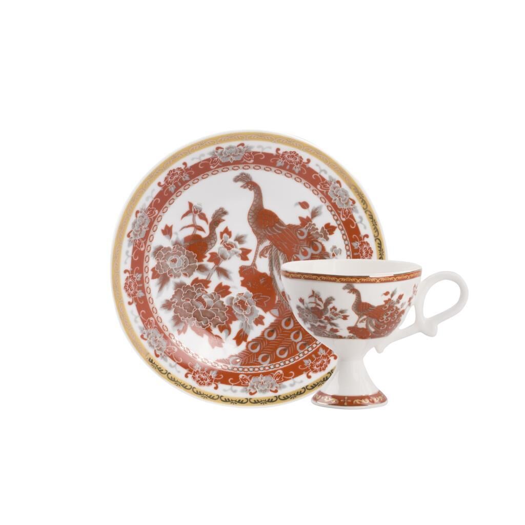 GEYŞA KIRMIZI AYAKLI 6 KİŞİLİK TÜRK KAHVESİ FİNCANI