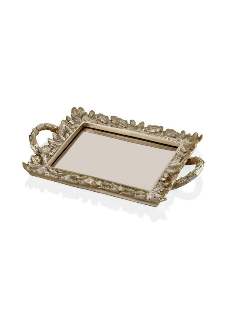 BRONZ AYNALI DEKORATİF TEPSİ 40X25CM