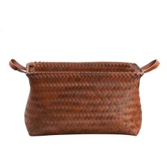 KAHVERENGİ DİKDÖRTGEN ÖRME SEPET 46X36X24CM