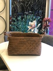 KAHVERENGİ DİKDÖRTGEN ÖRME SEPET 46X36X24CM