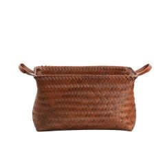 KAHVERENGİ DİKDÖRTGEN ÖRME SEPET 40X31X23CM