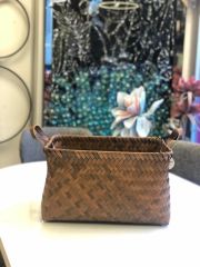 KAHVERENGİ DİKDÖRTGEN ÖRME SEPET 40X31X23CM