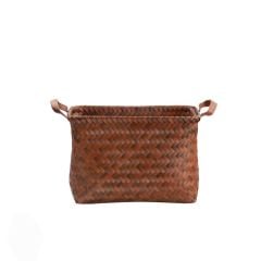 KAHVERENGİ DİKDÖRTGEN ÖRME SEPET 36X26X22CM