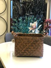 KAHVERENGİ DİKDÖRTGEN ÖRME SEPET 36X26X22CM