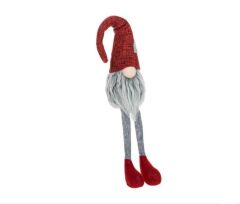 KIRMIZI GRİ OTURAN NOEL CÜCE DEKOR 52CM