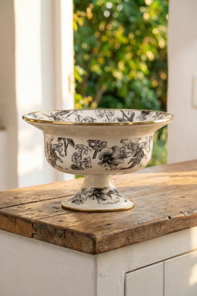 SCOTTISH GARDEN EMAYE AYAKLI KASE/MEYVELİK 28CM