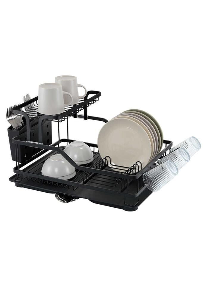 BIANKA ALÜMİNYUM PASLANMAZ İKİ KATLI BULAŞIKLIK SİYAH 57X38X27CM