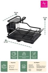 BIANKA ALÜMİNYUM PASLANMAZ İKİ KATLI BULAŞIKLIK SİYAH 57X38X27CM