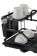 BIANKA ALÜMİNYUM PASLANMAZ İKİ KATLI BULAŞIKLIK SİYAH 57X38X27CM