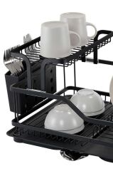 BIANKA ALÜMİNYUM PASLANMAZ İKİ KATLI BULAŞIKLIK SİYAH 57X38X27CM