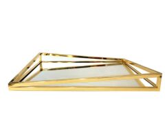 ASİMETRİK ALTIN DİKDÖRTGEN TEPSİ 40CM