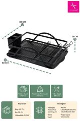 BIANKA ALÜMİNYUM PASLANMAZ BULAŞIKLIK SİYAH 60X38X15CM