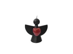 MELEK SİYAH KIRMIZI KALPLİ MUM 11X11CM