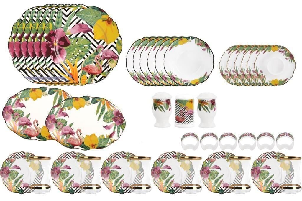 TROPİK DESEN 6 KİŞİLİK 42 PARÇA KAHVALTI TAKIMI